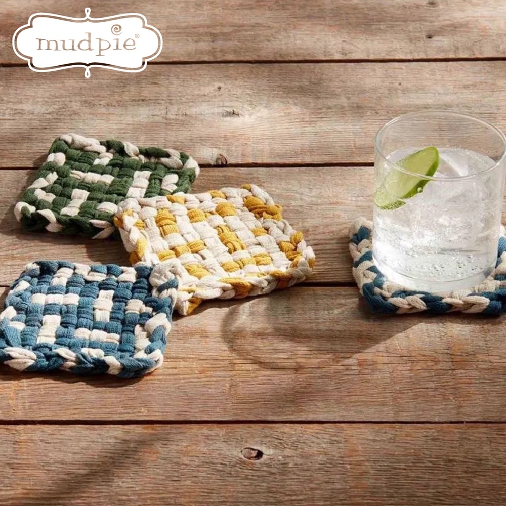 Mud Pie Woven Cotton Coaster Set